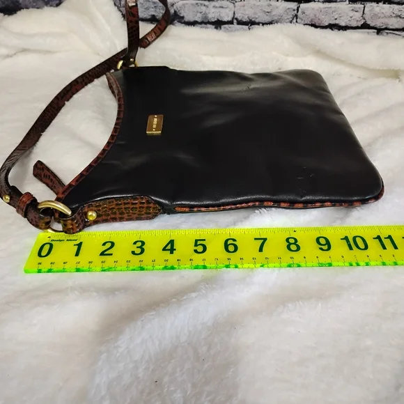Vintage Brahmin Julie Smooth Black Brown  Leather Handbag Shoulder Bag Purse - Picture 4 of 16